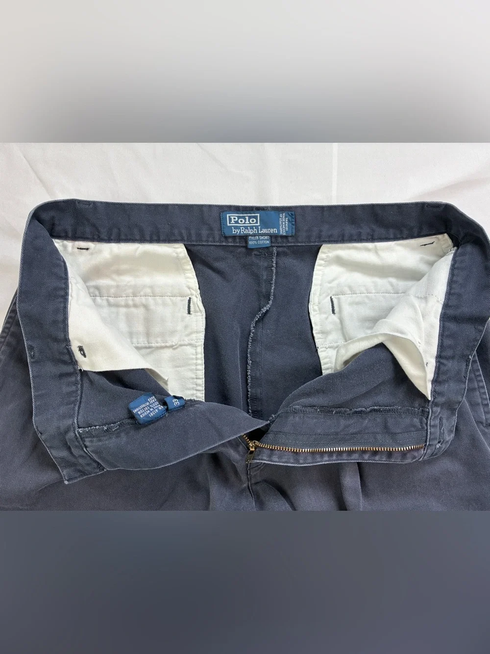 Polo by Ralph Lauren Men's Navy Pleated Classic Cotton Chino Shorts Sz 33